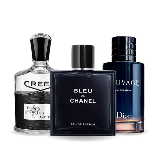 Set di 3 profumi: Creed AVENTUS, BLEU DE CHANEL en Dior SAUVAGE 100 ml