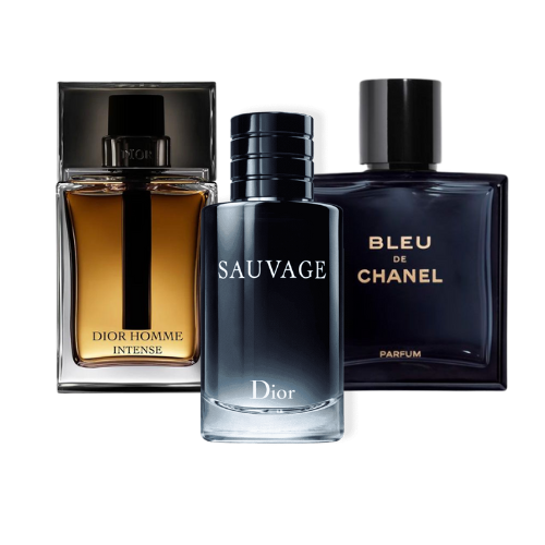 Set di 3 profumi: Sauvage Dior, Bleu de Chanel, y Dior Homme Intense 100ml