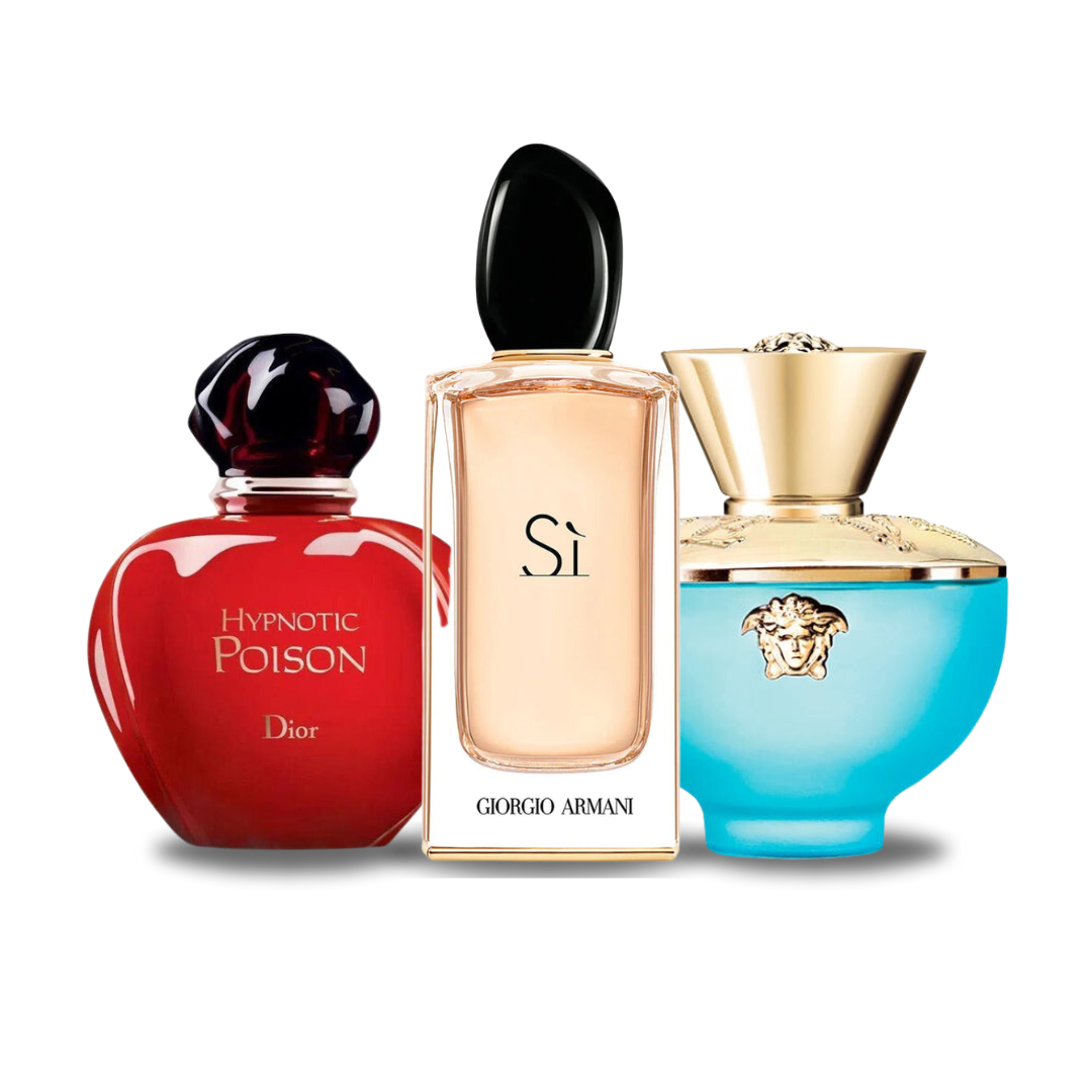Set di 3 profumi: Dior HYPNOTIC POISON, Giorgio Armani SÌ e Versace DYLAN TURQUOISE 100ml