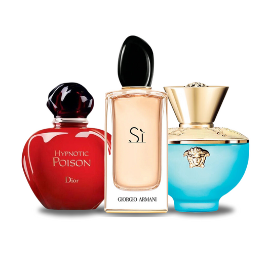 Set di 3 profumi: Dior HYPNOTIC POISON, Giorgio Armani SÌ e Versace DYLAN TURQUOISE 100ml