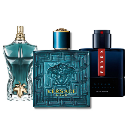 Set di 3 profumi: Prada Luna Rossa, Versace Eros, Le Beau (Eau de Parfum) 100ml