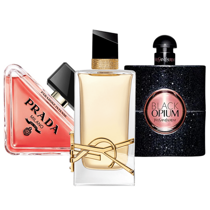 Set di 3 profumi: Prada Paradox, Black Opium Yves Saint Laurent, y Libre 100ml