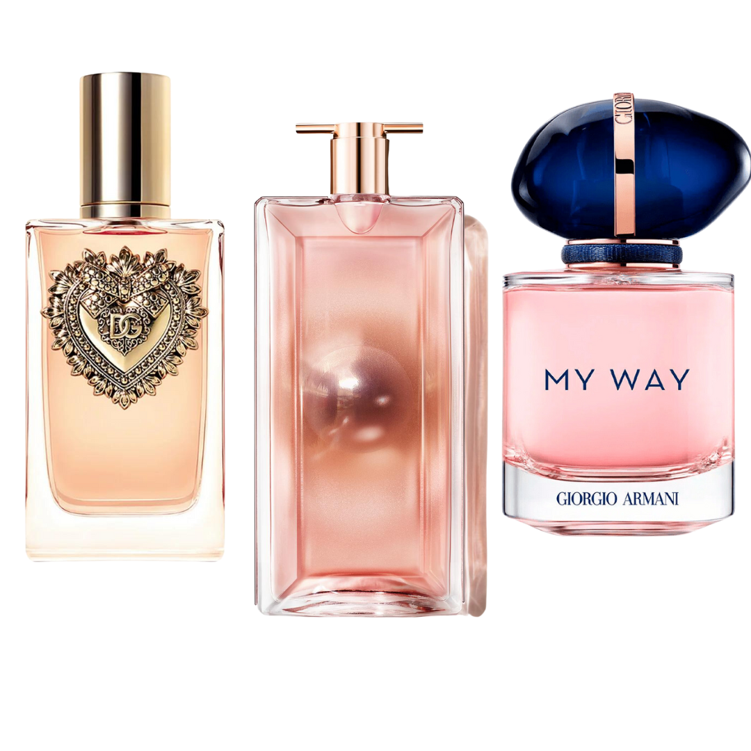 Set di 3 profumi: Dolce & Gabanna Devotion, My Way Giorgi Armani, y Lancôme Idôle 100ml